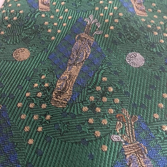 ROBERT TALBOTT GREEN GOLF SILK TIE - Picture 2 of 11